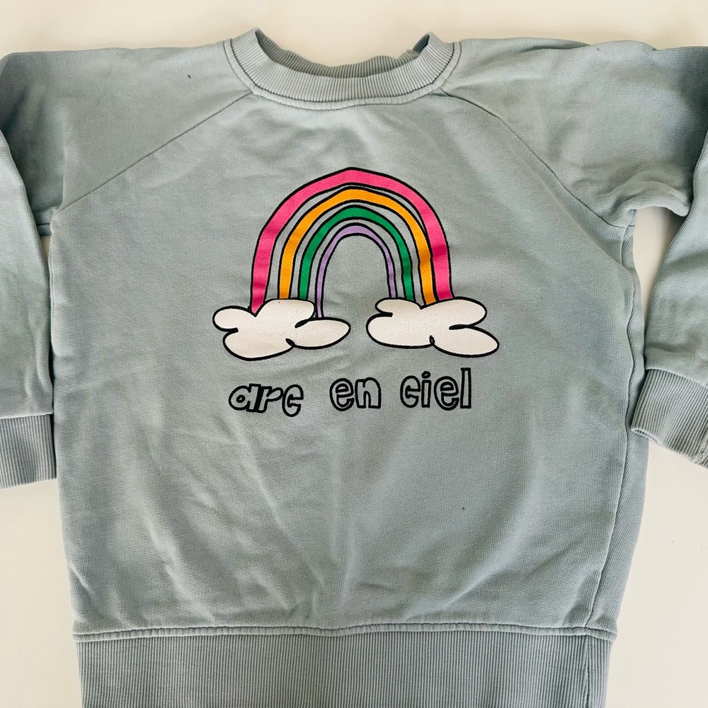 Hugo Loves Tiki Light Blue Kids Sweatshirt with Rainbow Design